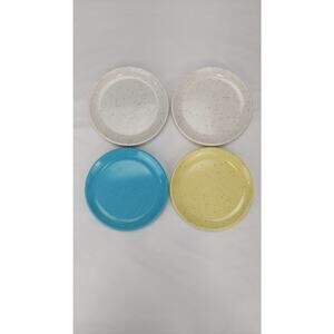 Vintage Imperial Ware Melmac Melamine Speckled Pastel Small Plates USA Lot of 4